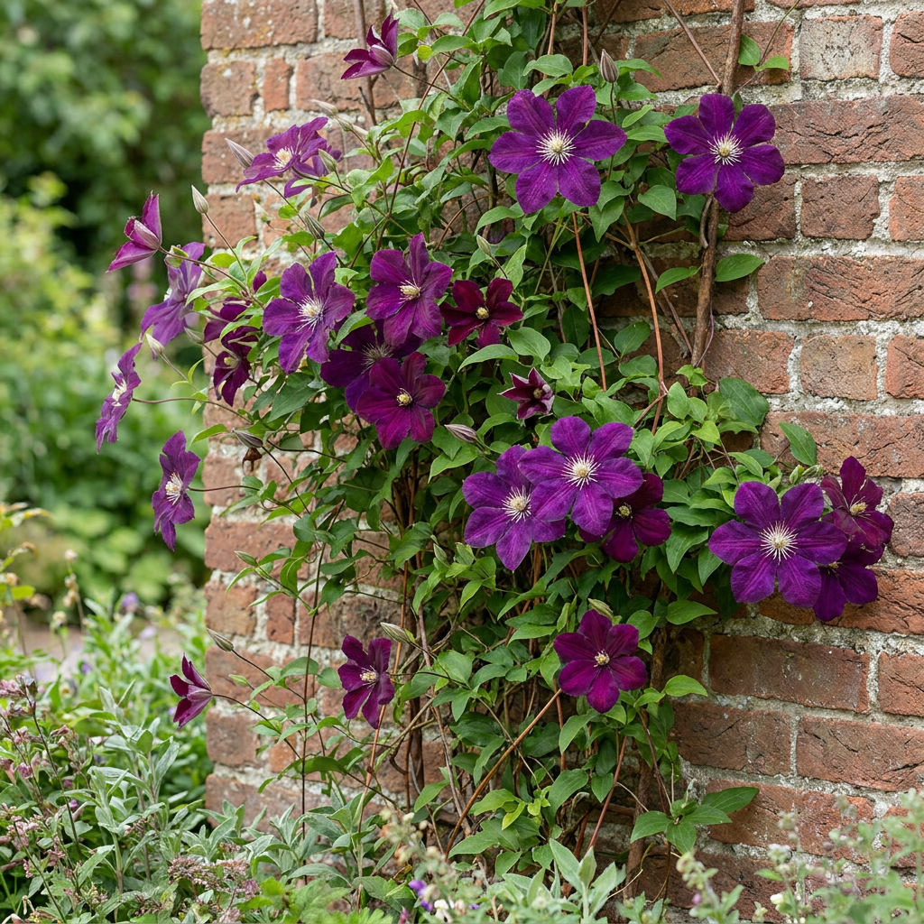 Clematis Warszawska Nike - Bosrank 4x - Rood - Klimplant - Ø9cm - ↕35cm