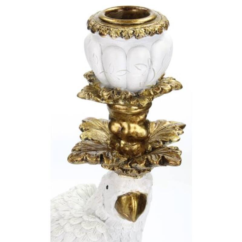 Candeliere con uccello bianco - ↑ 40 cm