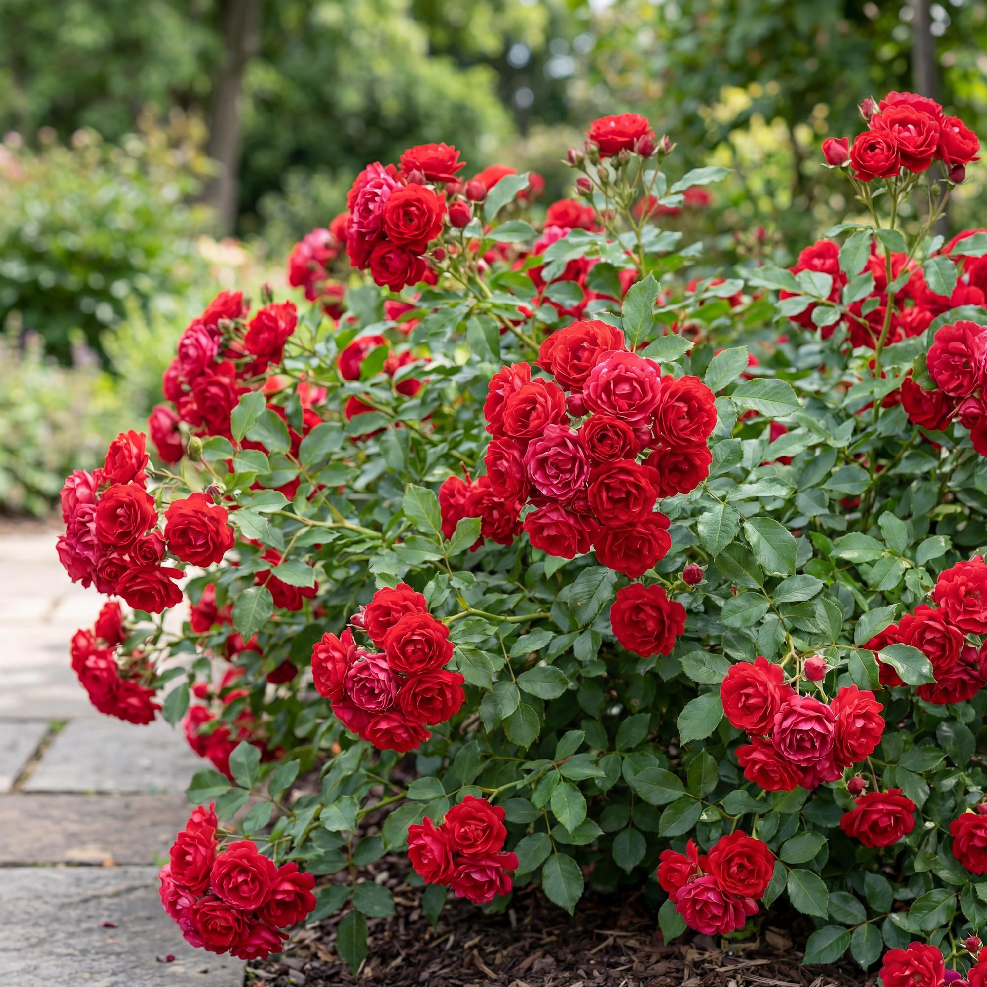 Rosa Rote The Fairy - Roos - Winterhard - Rood - 1 Plant - Pot 12cm - Hoogte Hoogte 20-25cm