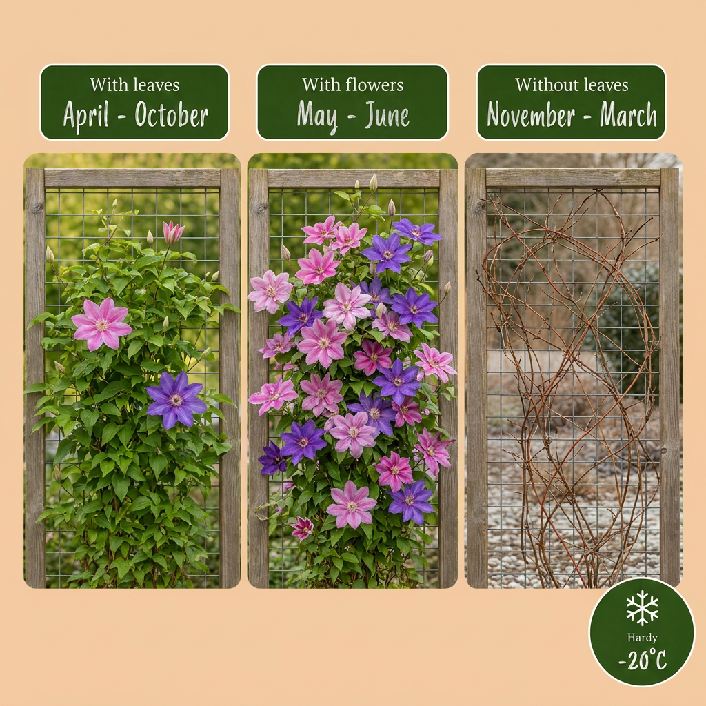 Clematis Duo Purple & Pink - Bosrank 2x - Paars - Roze - Wit - Klimplant - Ø9cm - ↕35cm