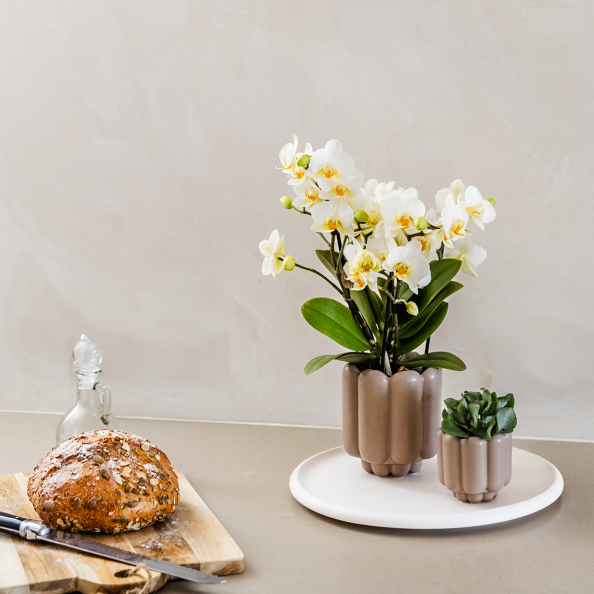 Kolibri Home | Dekorativer Retro-Übertopf – Sand – Ø 6 cm