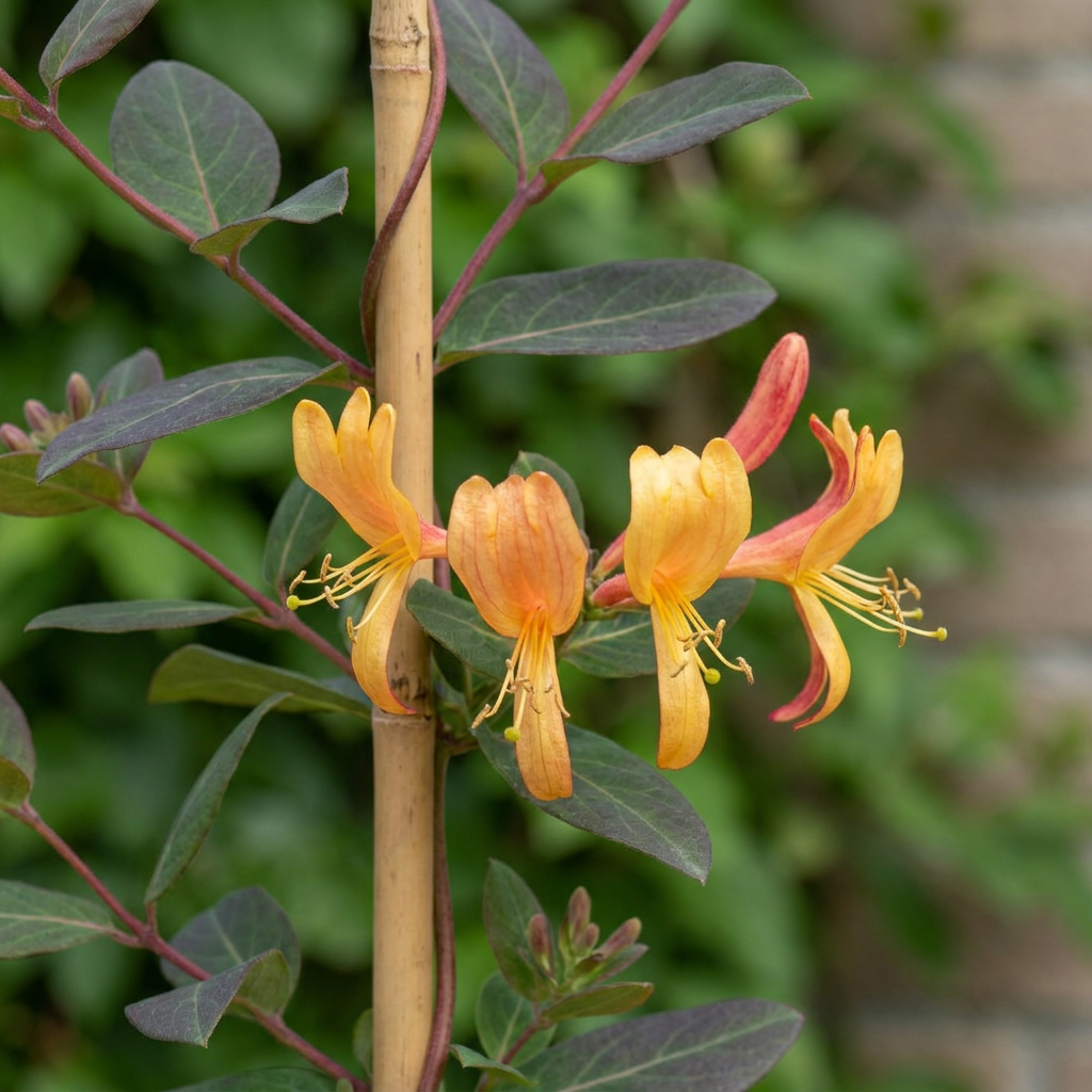 Lonicera tellmanniana - Tellmann-kamperfoelie 6x - Oranje - Geel - Klimplant - Ø9cm - ↕35cm