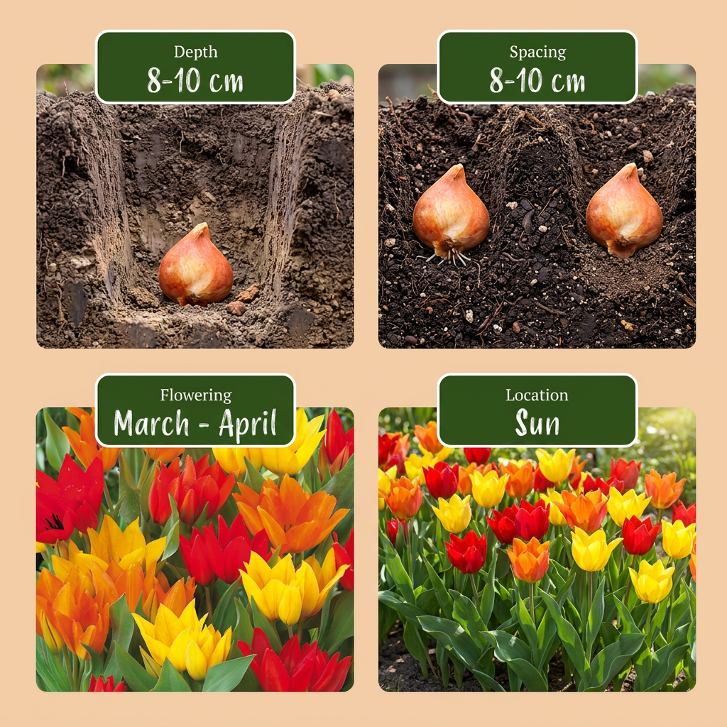 100x Tulipa Praestans Mix - Bulbos de Flores - Mistura de Tulipa Praestans - Diversos - Floração da Primavera - Tamanho do Bulbo 8/9