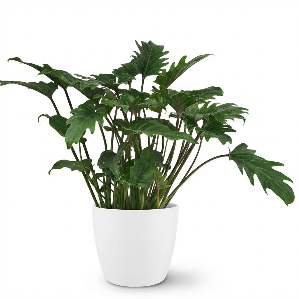 Philodendron Xanadu - Groen - Weinig onderhoud - 1 Plant - met Potter Wit - Pot 19cm - Hoogte 60cm
