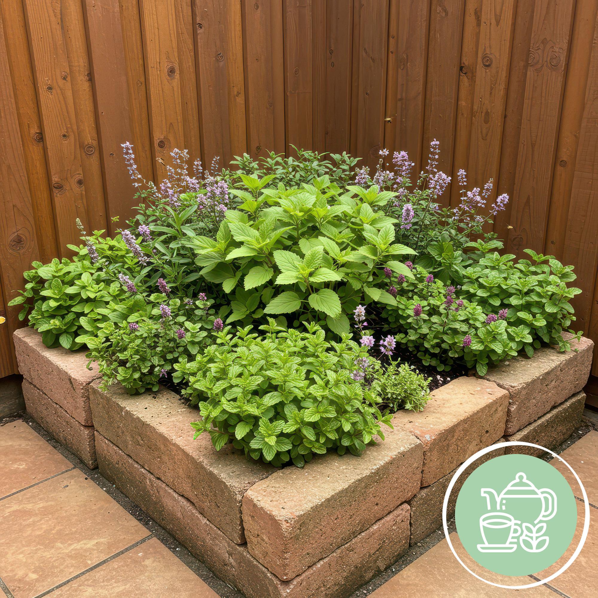 Green boutiQ – Beet-Set – Teekräuter – 8 Stauden – 1 m² – Verschiedene Farben – Pflegeleicht – 11-cm-Topf