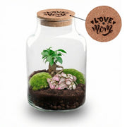 LOVE MOM' terrarium Little Milky + gegraveerde kurk met licht - Fles terrarium DIY kit - Ø 17 cm ↑ 25 cm - Moederdag
