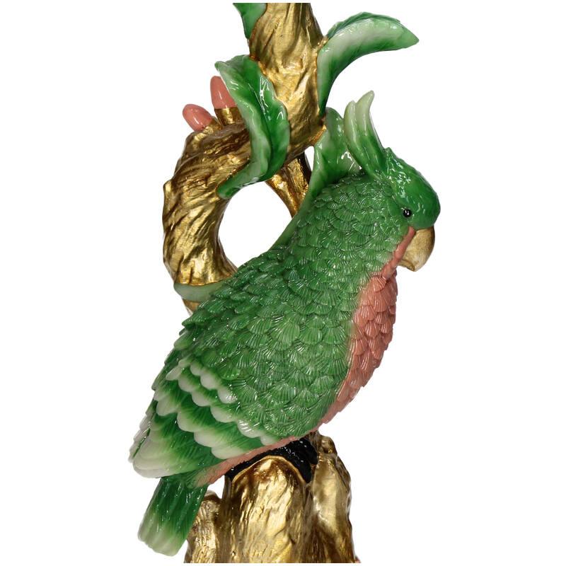 Bunter Vogel-Kerzenhalter aus Polyresin – Grün