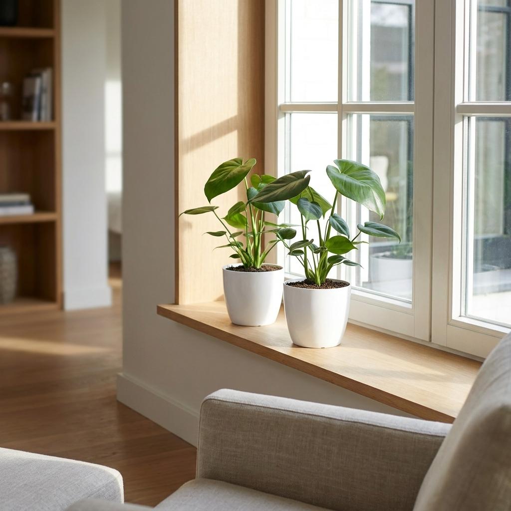 Monstera Deliciosa - Gatenplant - 4x - met Potter Wit - Pot 12cm - Hoogte - 30cm