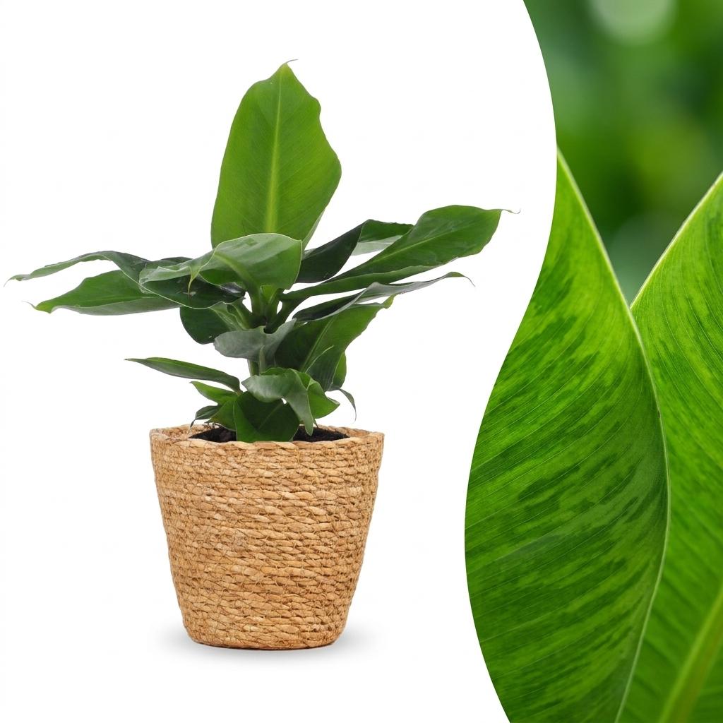 Musa Oriental Dwarf - Dwergbanaan - met Mand - Pot 12cm - Hoogte 30cm