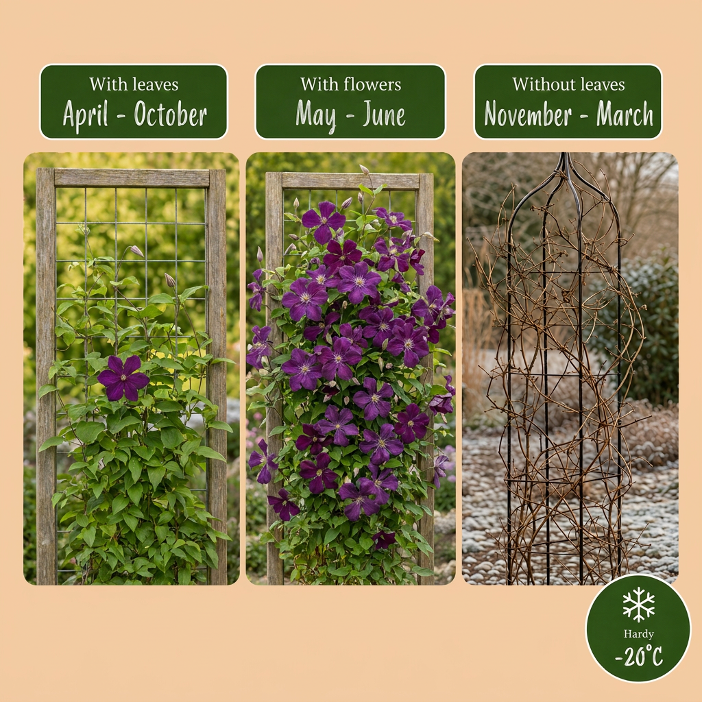 Clematis Viticella Polish Spirit - Bosrank 6x - Paars - Klimplant - Ø9cm - ↕35cm