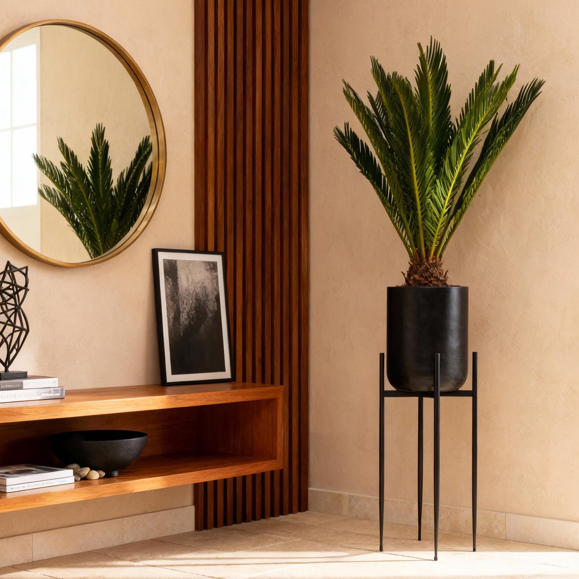 Cycas revoluta - Palmvaren - Weinig onderhoud - Groen - 1 - Pot 14cm - Hoogte 45cm