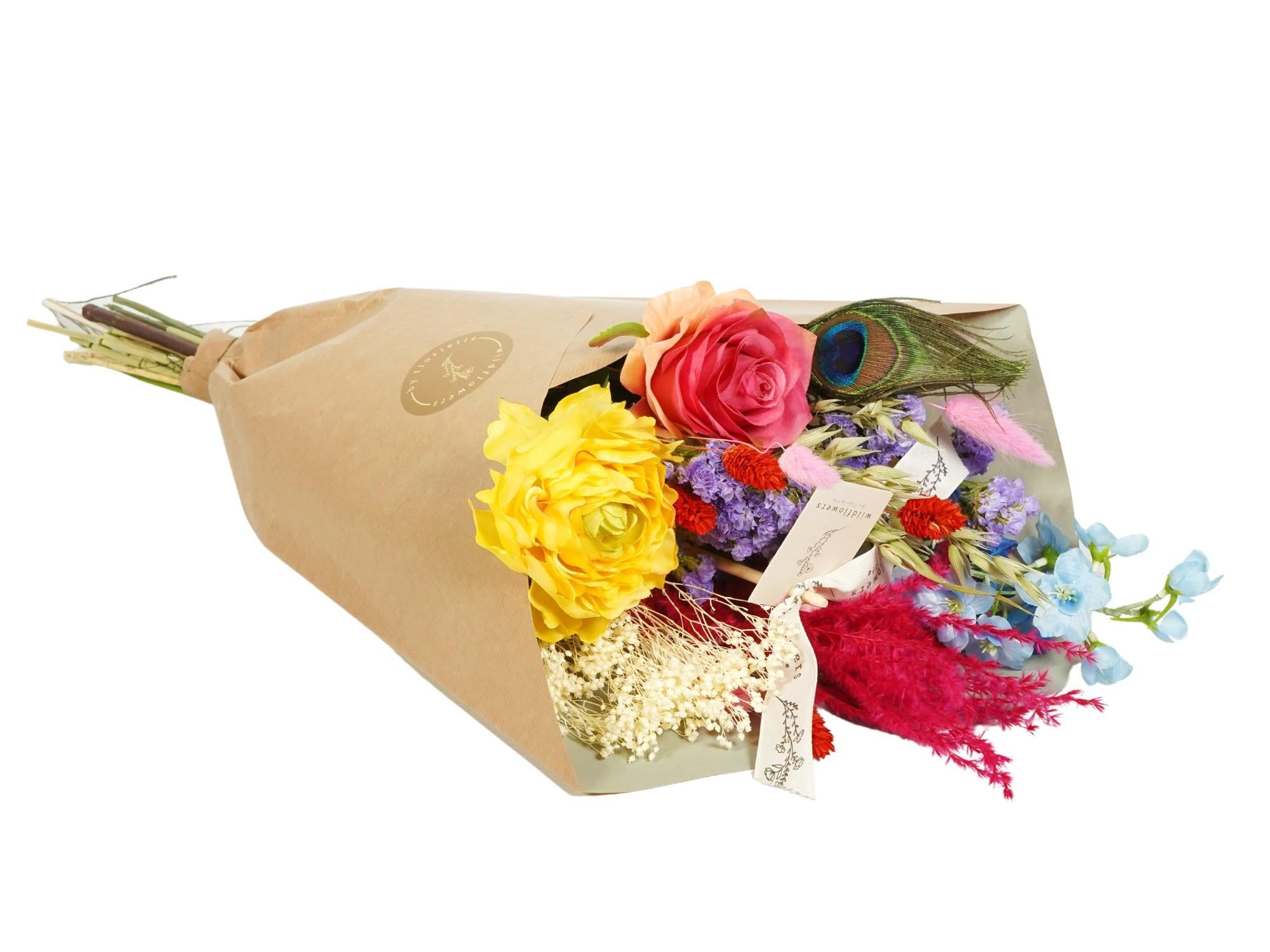 Fiori secchi e seta - Festa estiva in seta e fiori secchi - ↕55 cm