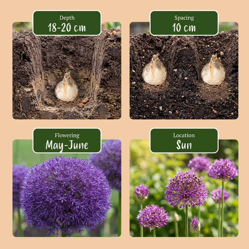 2x Allium Pinball Wizard - Blomsterløg - Ornamental Onion Magic Ball - Lilla - Sommerblomst - Løgstørrelse 18/20