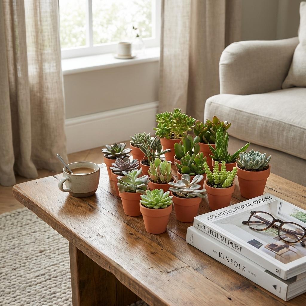 Mini Succulenten Mix - 9 Stuks - Ø 8,1 cm - Hoogte: 5-10 cm - Terracotta Potten