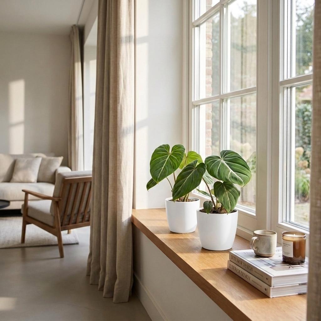 Philodendron Gloriosum - met Potter Wit - Pot 12cm - Hoogte - 25cm