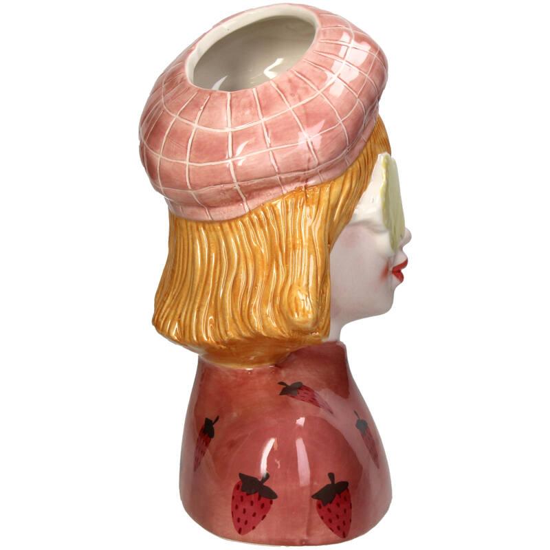 Vase Girl Strawberry – Rosa Steinguttopf – 24 cm hoch