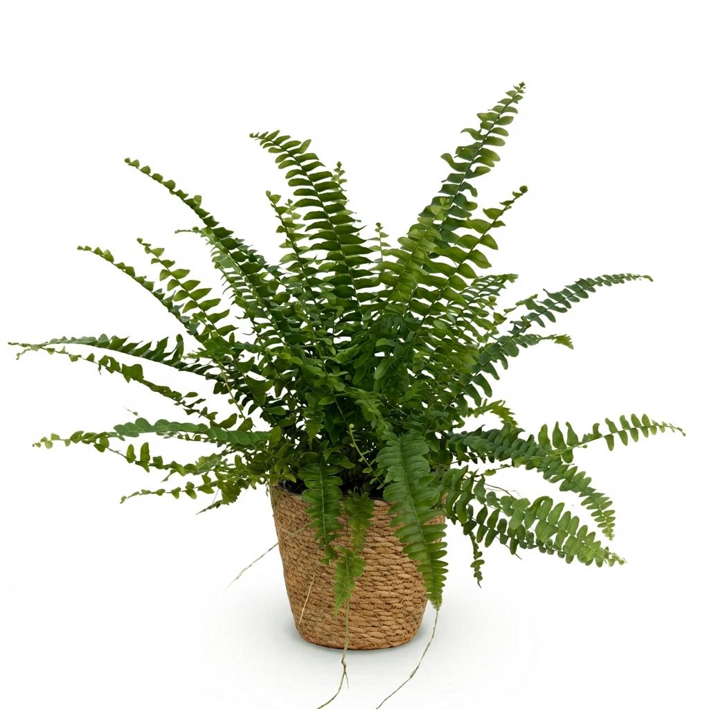 Nephrolepsis exaltata Green Lady - Varen - met Mand - Pot 12cm - Hoogte 25cm