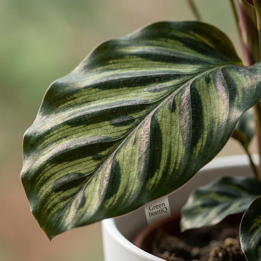 Pauwenplant - Calathea Makoyana - Groen - Weinig onderhoud - 1 Plant - met Potter Wit - Pot 19cm - Hoogte 70cm