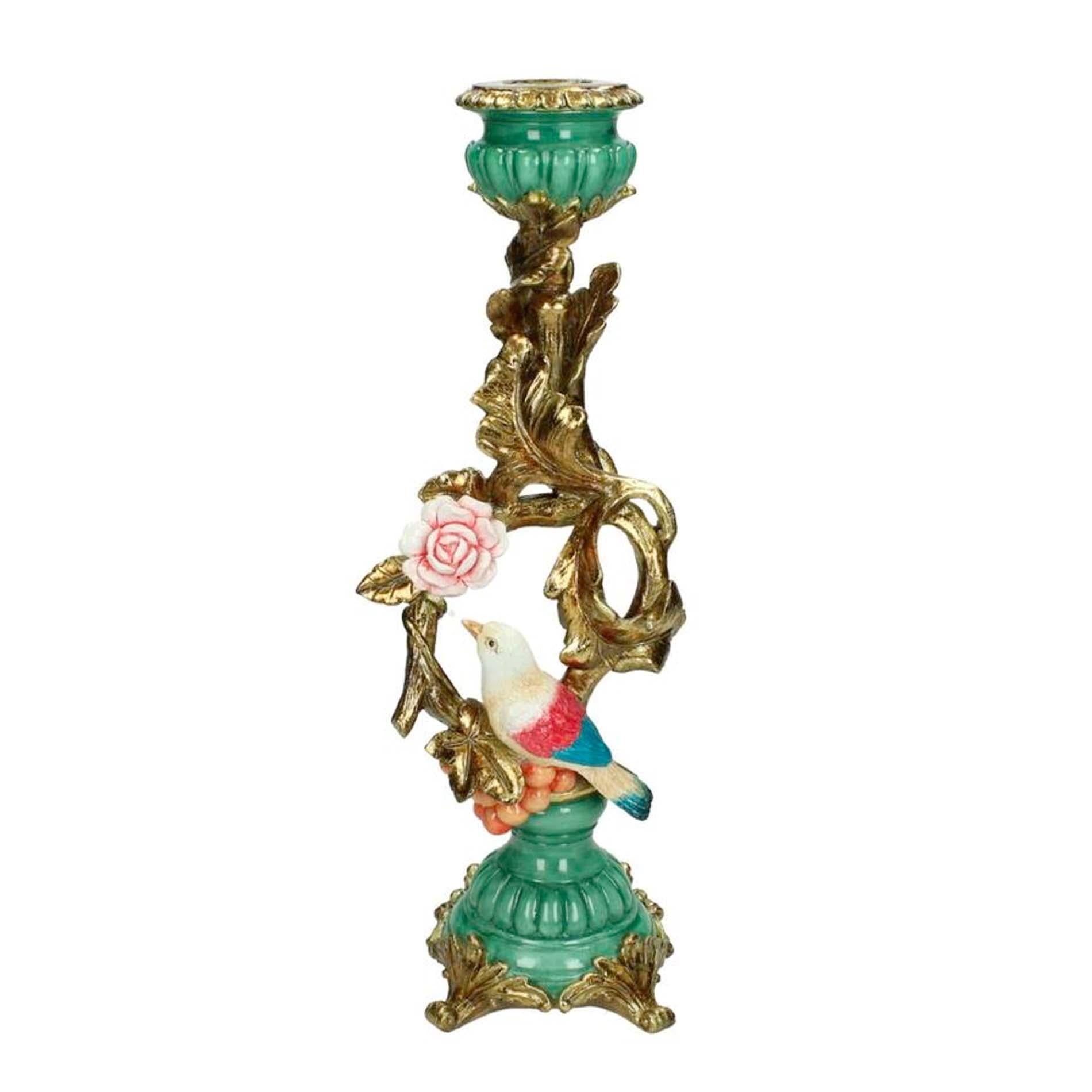 Kerzenständer mit Vogel und Blume – Extra groß – 33 cm