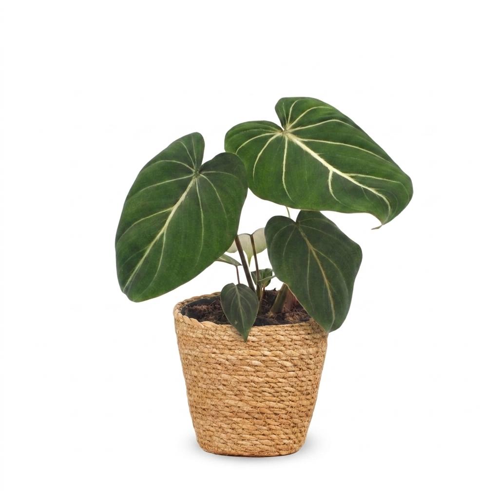 Philodendron Gloriosum - Glorie Philodendron - met Mand - Pot 12cm - Hoogte - 25cm