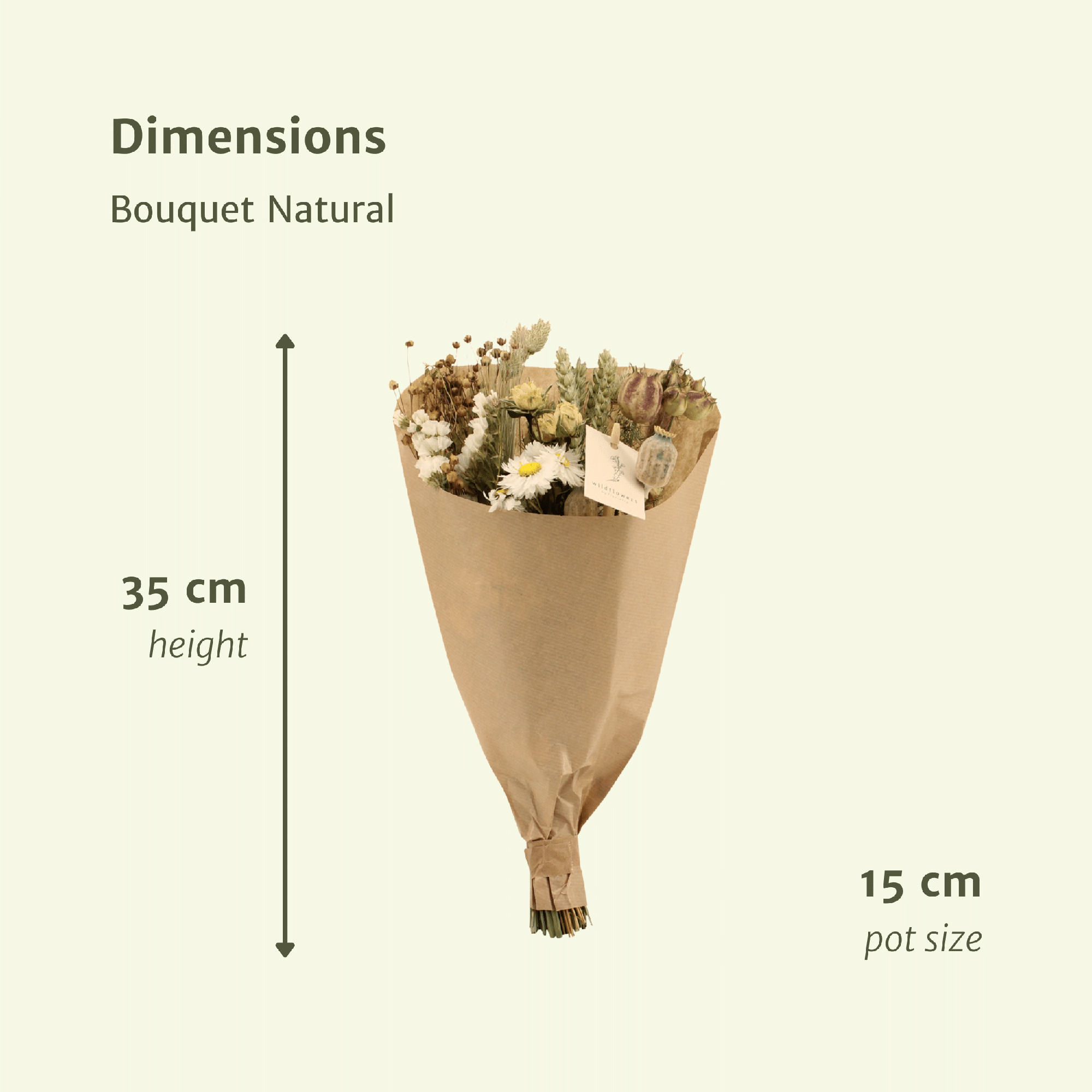 Bouquet de fleurs séchées naturelles des champs - Ø15cm - ↕35cm