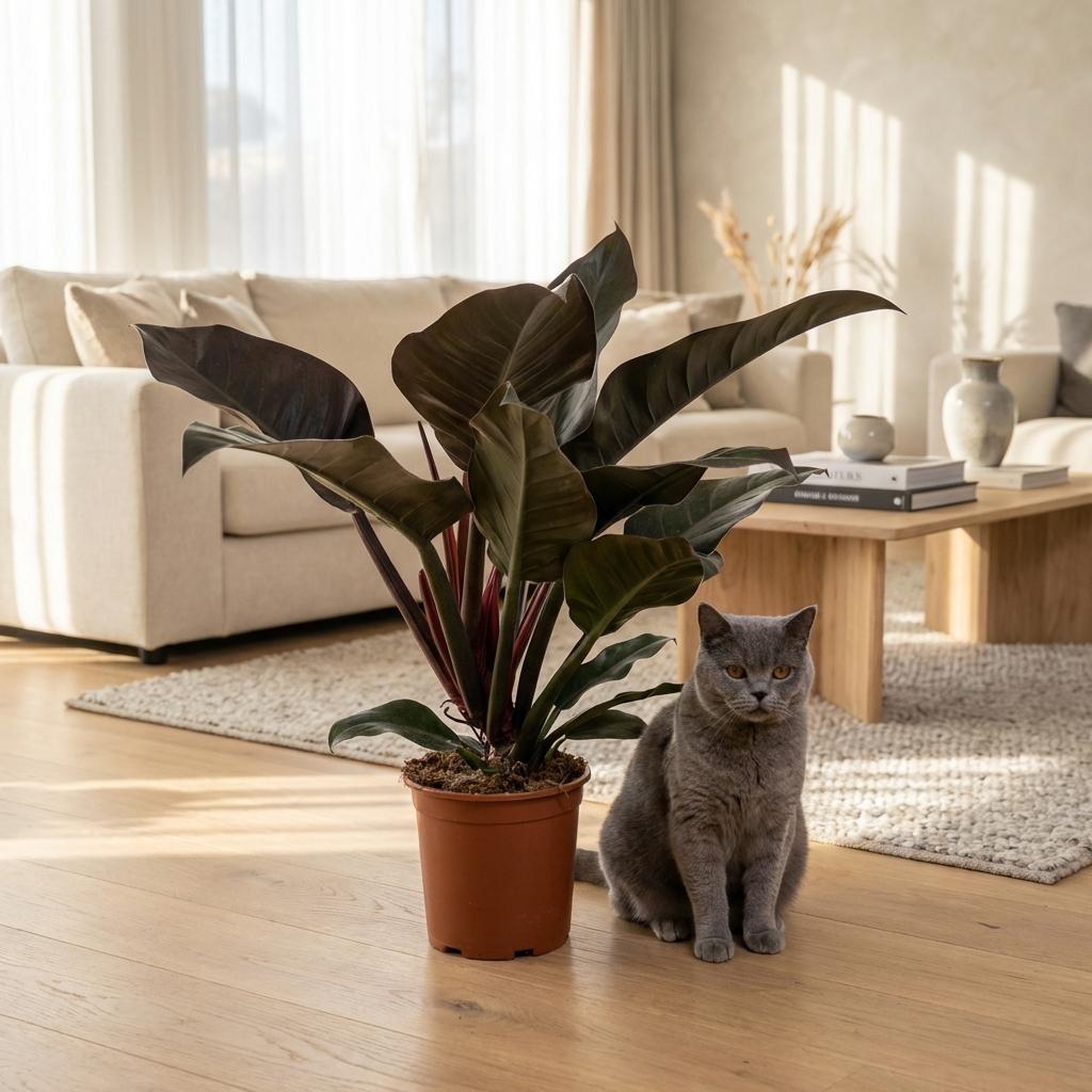 Philodendron Imperial Red - Rood - Weinig onderhoud - 1 Plant - Pot 19cm - Hoogte 60cm