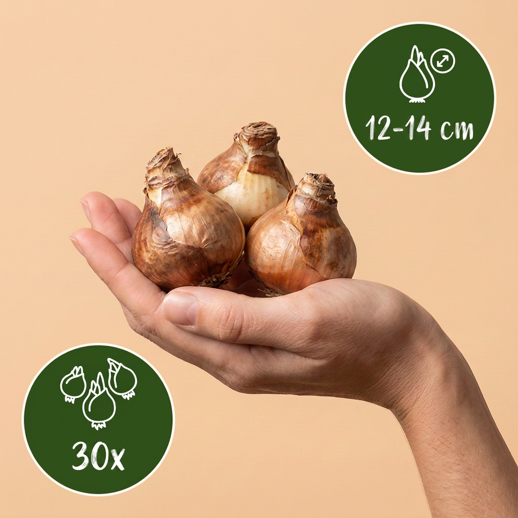 30 große, schalenförmige Narzissenmischung – Blumenzwiebeln – Großblütige Narzissenmischung – Gelb und Weiß – Frühlingsblüher – Zwiebelgröße 12/14