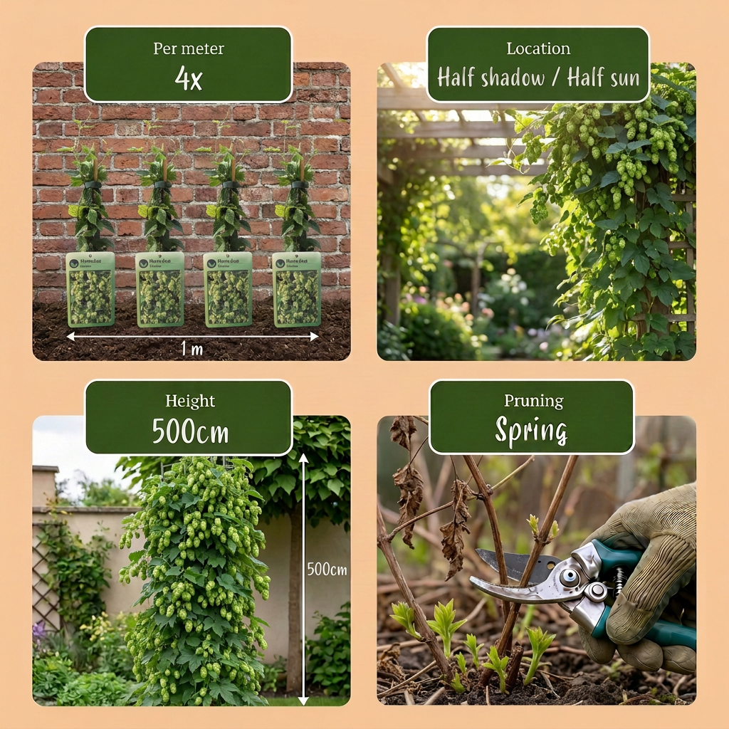 Humulus lup. Nordbrau - Noordbrouwhop 4x - Groen - Klimplant - Ø9cm - ↕35cm