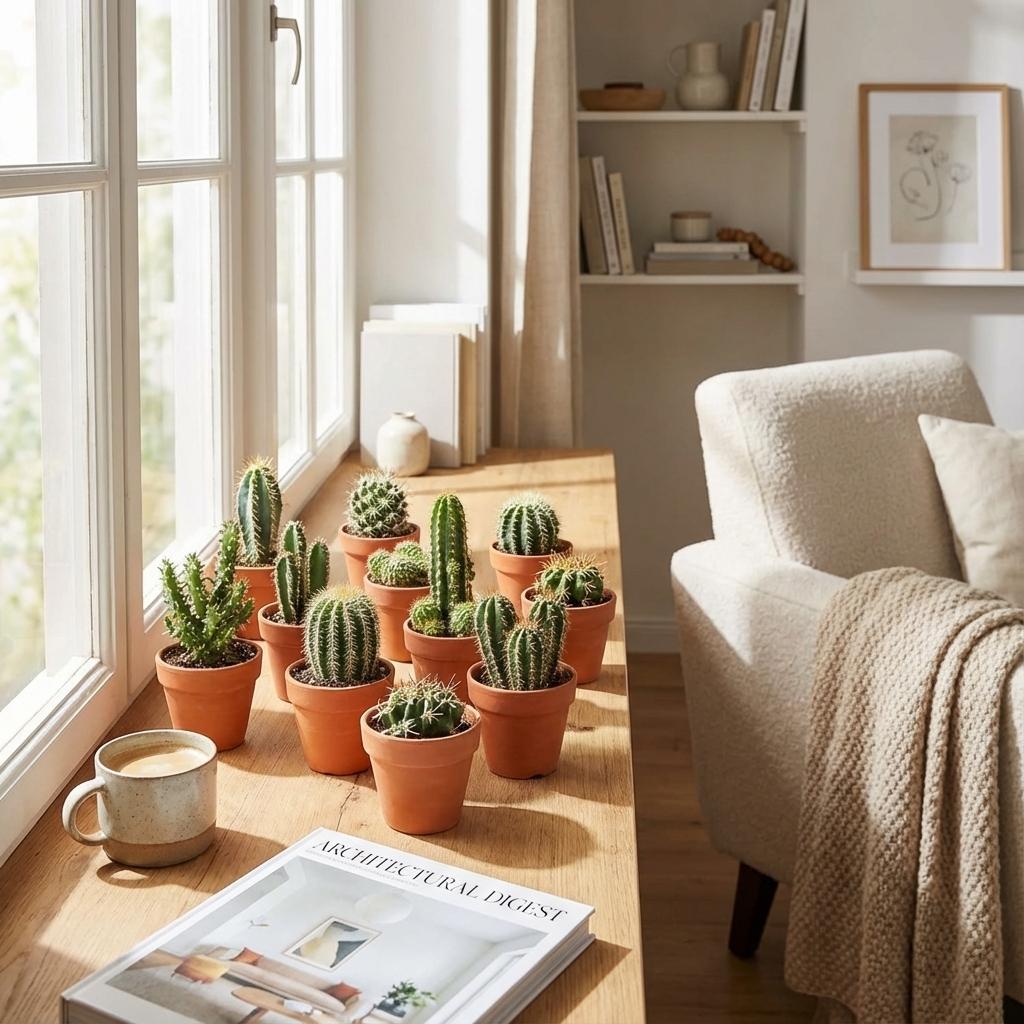 Mini Cactus Mix - 12 Stuks - Ø 8,1 cm - Hoogte: 5-10 cm - Terracotta Potten