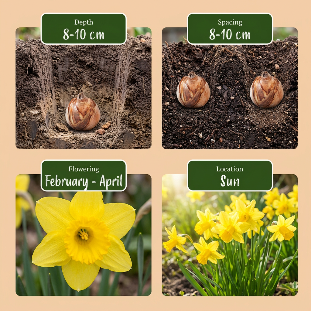 120 bulbos de narciso February Gold - Narciso February Gold - Amarillo - Floración primaveral - Tamaño del bulbo: 10/12