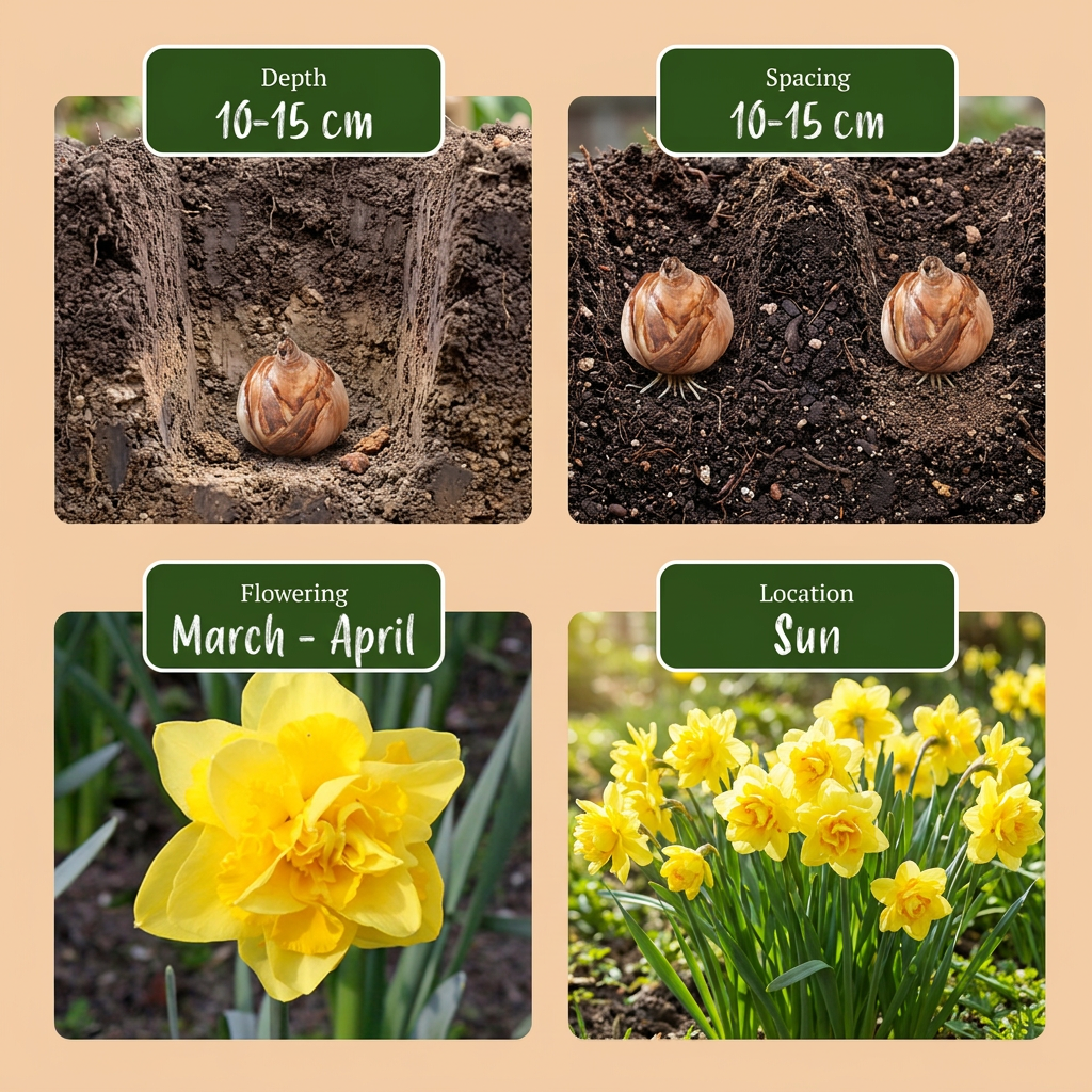 20x Narcissus Golden Ducat - Bloembollen - Gevulde gele narcis - Geel - Voorjaarsbloeier - Bolmaat 12/14