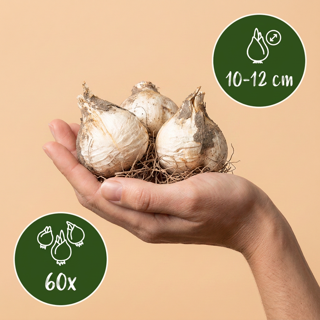 60 bulbes d'Allium violet et blanc - Mélange d'oignons ornementaux violet et blanc - Floraison estivale - Calibre 10/12