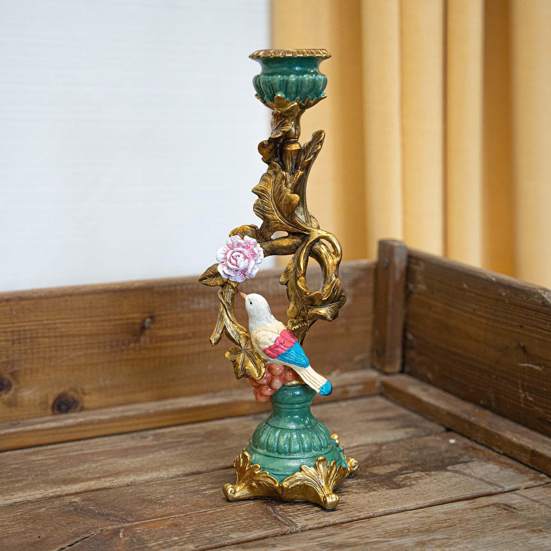 Kerzenständer mit Vogel und Blume – Extra groß – 33 cm