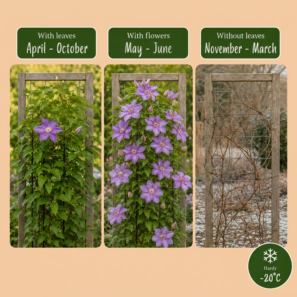 Clematis Justa - Bosrank 6x - Licht Blauw - Klimplant - Ø9cm - ↕35cm