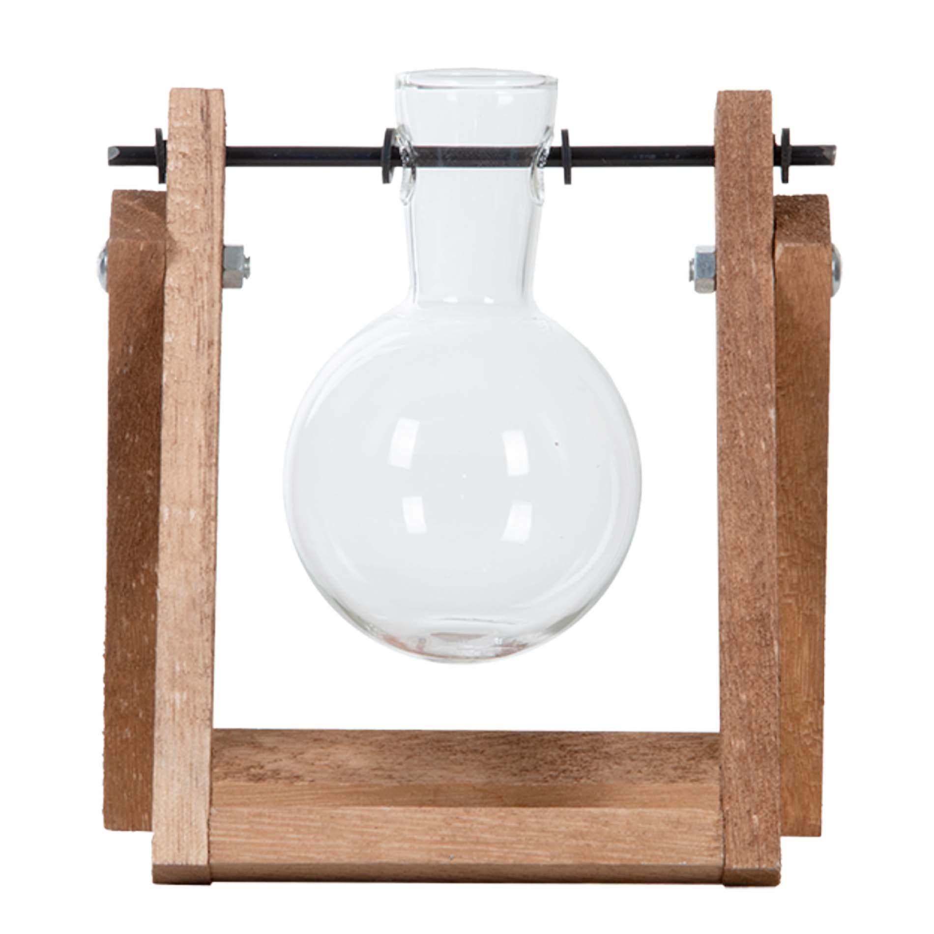 Stecklingsständer – 1 Glasvase – Hydroponische Vase für Stecklinge – Holz – Anzuchtstation