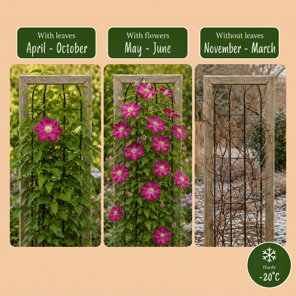 Clematis Ville de Lyon - Bosrank 6x - Rood - Klimplant - Ø9cm - ↕35cm