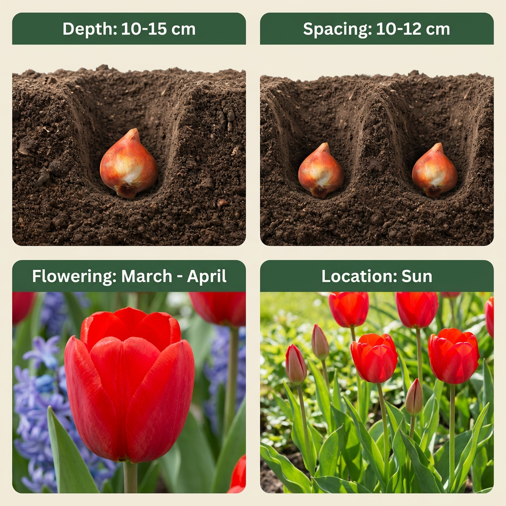 60x Tulipa Triumph Red - Bloembollen - Triomftulp - Rood - Voorjaarsbloeier - Bolmaat 11/12