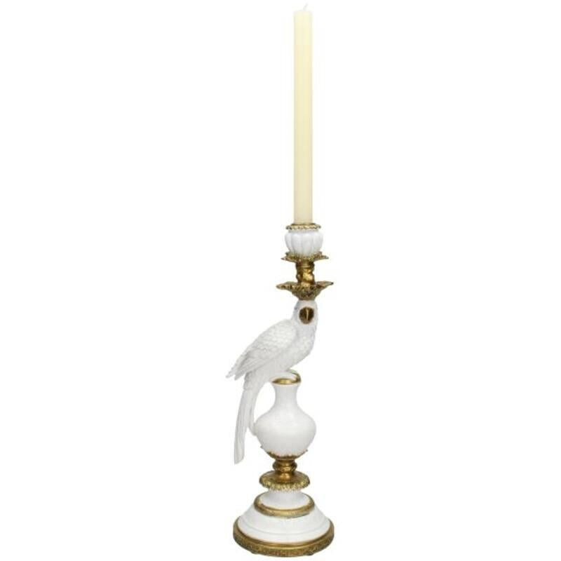 Candeliere con uccello bianco - ↑ 40 cm