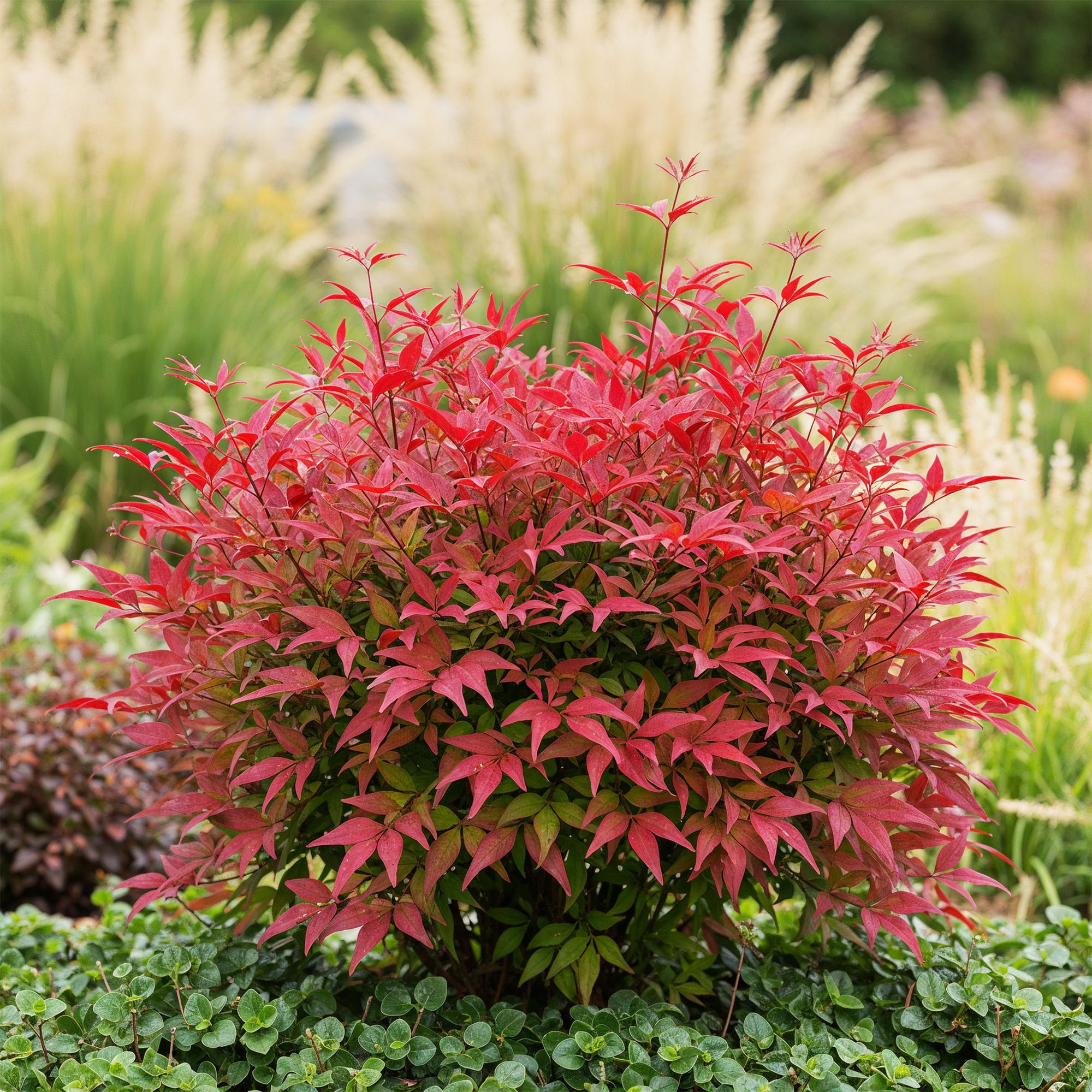 Nandina Blush Pink - Donker Roze - 1 Plant - Groenblijvend - Weinig Onderhoud - Pot 17cm Hoogte 40cm