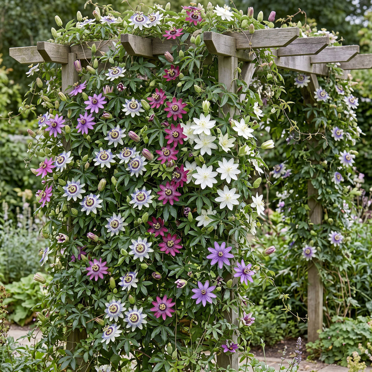 Passiflora Regenboog - Passiflora Rainbow 12x - Wit - Paars - Roze - Paars - Klimplant - Ø9cm - ↕35cm