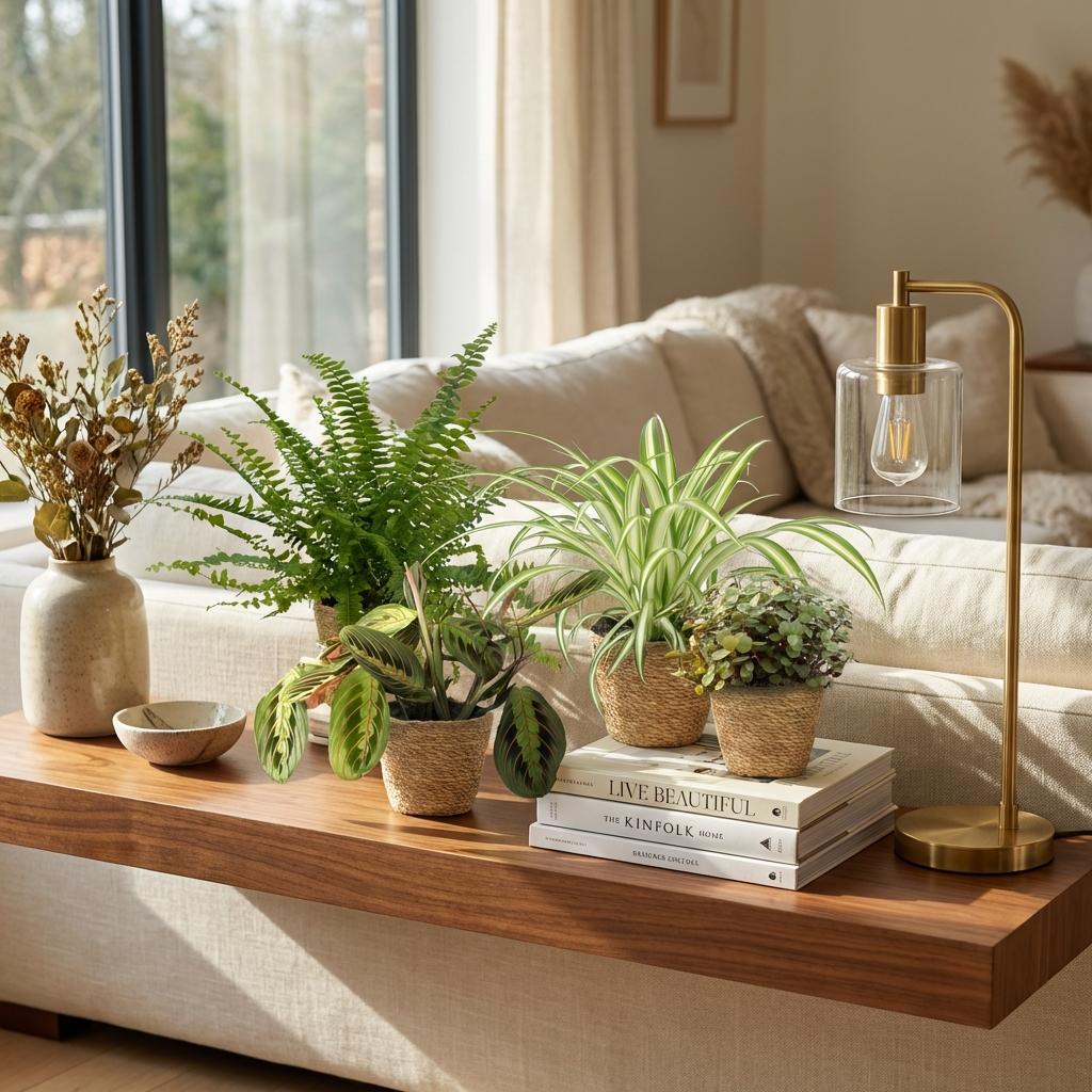 Plantenbox - Chlorophytum - Maranta - Calissia - Nephrolepsis - Mix van 4 - Huisdiervriendelijke Planten - Groen - 4 Planten - met Mand - Pot 12cm - Hoogte 25cm