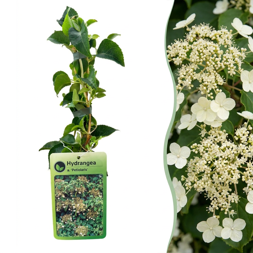 Hydrangea a. Petiolaris - Klimmende hortensia - Wit - Klimplant - Ø9cm - ↕35cm