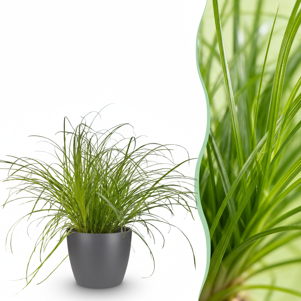 Cyperus alternifolius Zumula - Kattengras - Huisdiervriendelijke Plant - Groen - 1 Plant - met Potter Grijs - Pot 12cm - Hoogte 20cm