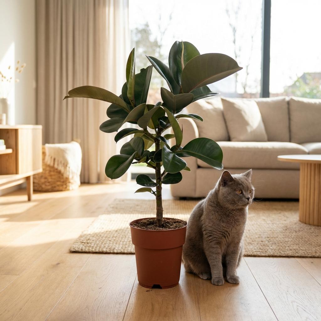 Rubberplant - Ficus Elastica Cloe - Groen - Weinig onderhoud - 1 Plant - Pot 19cm - Hoogte 65cm