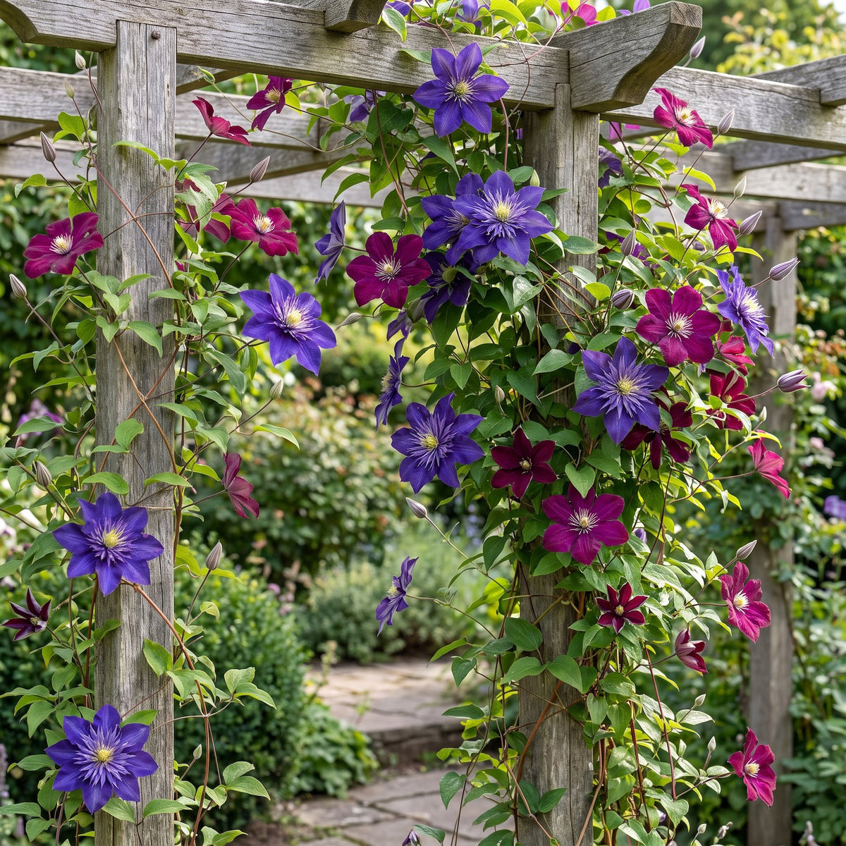 Clematis Duo Blue & Red - Bosrank Duo Blauw & Rood 6x - Blauw - Rood - Klimplant - Ø9cm - ↕35cm