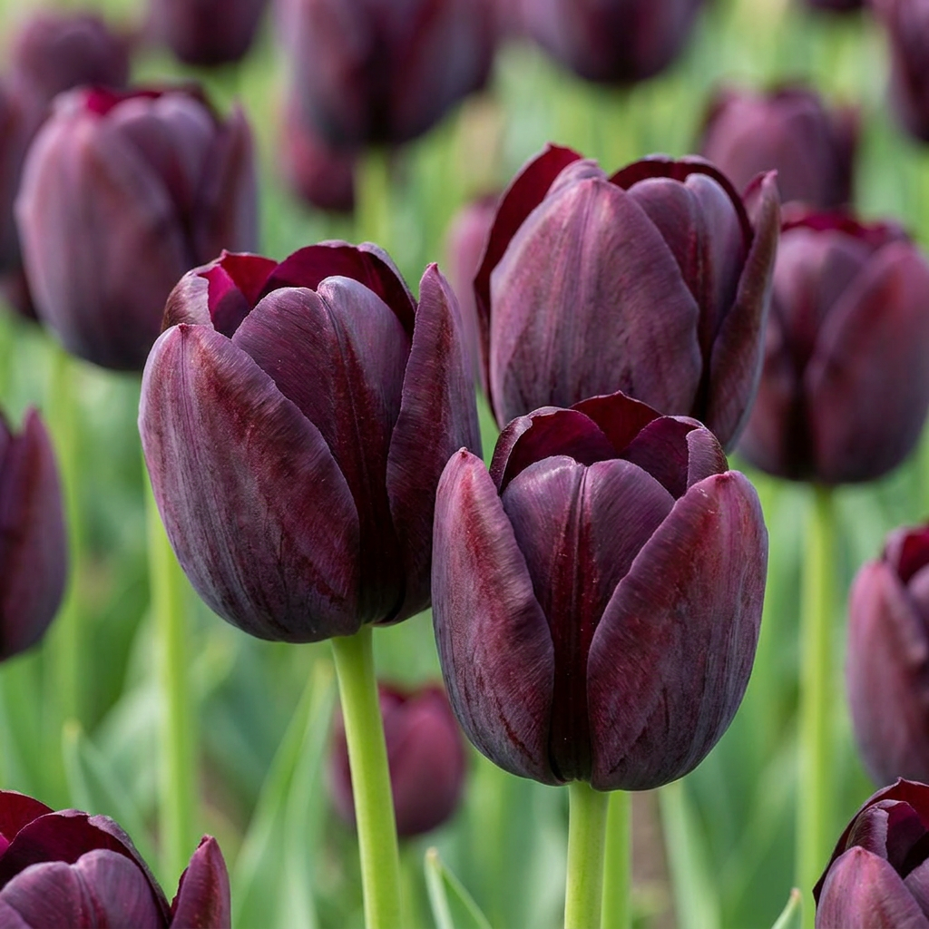 24x Tulipa Triumph Black - Bloembollen - Triomftulp - Donker Paars - Voorjaarsbloeier - Bolmaat 11/12
