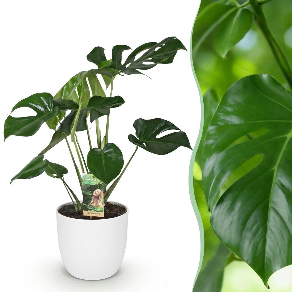 Monstera Deliciosa - Gatenplant - met Potter Wit - Pot 21cm - Hoogte 70-80cm
