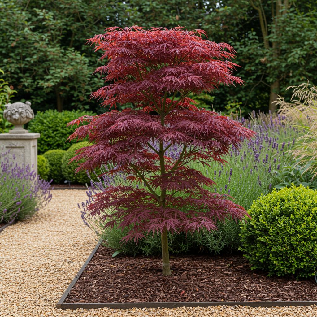 Japanse Esdoorn - Acer palmatum Trompenburg -Donker Paars - 2 Planten - Bladverliezend - Pot 19cm Hoogte 70cm