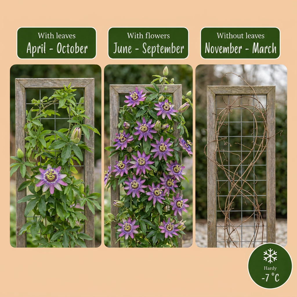 Passiflora Lavender Lady - Passiebloem Lavendel Dame - Paars - Klimplant - Ø9cm - ↕35cm