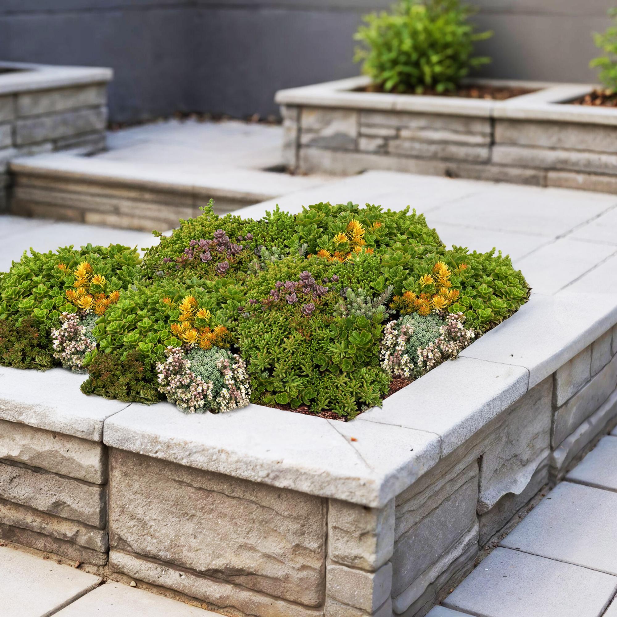 Sedum mat - Bestaat uit 10 soorten - X2 - Weinig Onderhoud - Lengte 50 Breedte 30